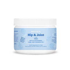 Bocce's Bakery hip and joint dog supplement in 60-count packaging for mobility.