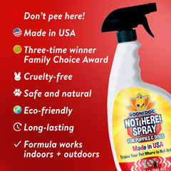 Bodhi Dog Not Here spray used on a marked area to discourage marking.