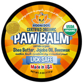 Bodhi Dog Paw Balm on a paw pad showing lick-safe moisture for dry paws.