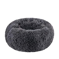 BODISEINT modern soft plush round pet bed, 20-inch diameter, cozy for cats and small dogs.