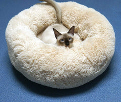 BODISEINT round pet bed side view, self warming comfort for chilly days