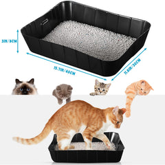 Bokon 25-pack disposable litter box packaging and dimensions for quick setup.