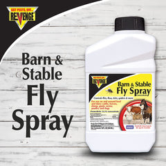 Bonide Revenge on-animal spray application showing pest control around livestock
