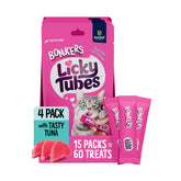 Bonkers Licky Tubes 4-pack real tuna handheld treats for cats.