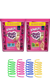 Bonkers Purrpops salmon-tuna treats in an 18-count pack for rewarding cats.