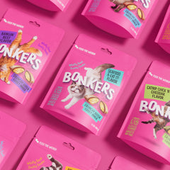 Bonkers resealable bag keeps cat treats fresh for daily rewards and play