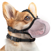 BONTHEE pink XL dog muzzle with soft mesh for comfort.
