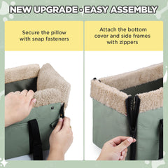 BONTHEE foldable console dog seat with storage pocket, saves space at home and car