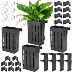 Borlech aquarium plant holder with hooks and suction cups for versatile mounting.
