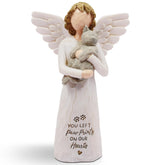 Borlesta cat memorial angel statue gray for pet remembrance and comfort