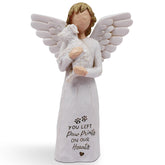 BORLESTA dog memorial angel figurine in white for remembrance and display