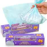 BOS light blue dispense box showcasing odor sealing cat waste bags for quick disposal.
