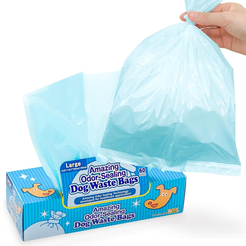 BOS Amazing Odor Sealing Bags in a box for quick access during walks.