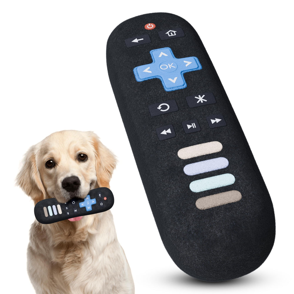 Both Tails remote dog toy in full view for engaging play and photo moments.