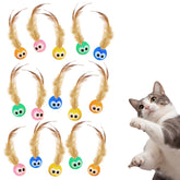 Bouncy Tails cat ball toy with feathers promotes active indoor play and hunting-style engagement.