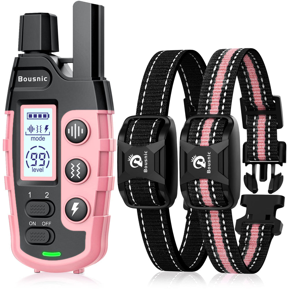 BOUSNIC remote control for two-dog training with 3300ft range.