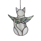 BOXCASA Angel Cat Memorial Suncatcher with iridescent wings brightens a sunny window.