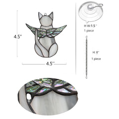 BOXCASA Cat Memorial Window Hanging features stained glass colors for any room.