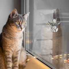 BOXCASA Gray Angel Cat Suncatcher offers a thoughtful memorial gift for cat lovers.