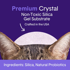 Dust-free crystal litter provides a tidy, low-dust experience.