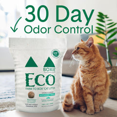 Boxiecat Eco plant-based odor stopper close-up highlighting natural odor blockers.