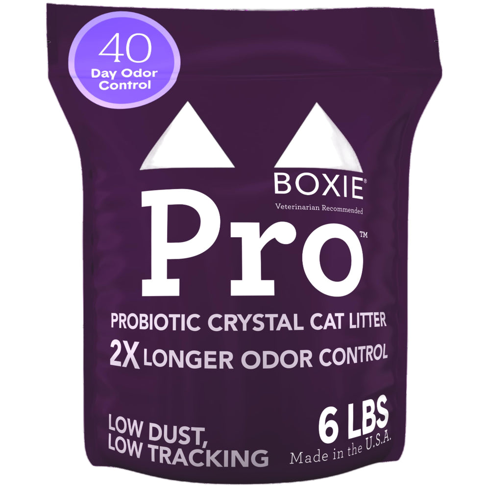 Boxiecat probiotic litter shows 40-day odor control with proactive odor reduction.