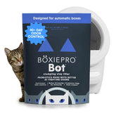 BoxiePro Bot probiotic litter packaging for easy setup in a modern home.