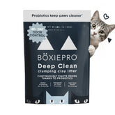 BoxiePro probiotic cat litter demonstrating odor control and fresh air in a home setting.