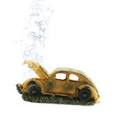 Boxtech car wreck aquarium ornament close-up showing resin texture and color depth