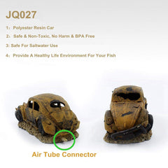 Boxtech imitation car wreck decor placed as shelter for small fish