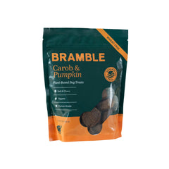 BRAMBLE organic dog treats with soft chewy pumpkin and carob bites.