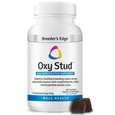 Breeder's Edge Oxy Stud bottle closeup highlights packaging and dosing information