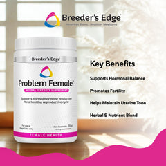 Breeder's Edge Problem Female packaging shot communicates simple daily use.