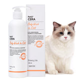 Breezytail PetO’Cera bottle shows all-in-one shampoo and conditioner for cats.