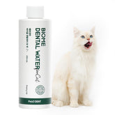 Breezytail PetO’Dent dental water additive bottle promotes fresher cat breath.