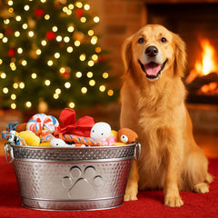 Hammered stainless steel dog bin adds durability and style to any space.