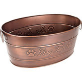 BREKX indestructible dog toy bin front design with embossed paw art for durable storage.