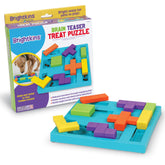 Brightkins Brain Teaser Puzzle slide shapes engage dogs during mealtime for mental focus.