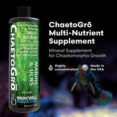 ChaetoGro nutrient mix swirling into aquarium water supporting healthy chaeto growth