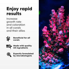 Brightwell Aquatics CoralAmino container close-up highlights free-form amino acids.