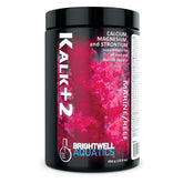 Brightwell Aquatics Kalk+2 packaging promotes calcium delivery for reef growth.