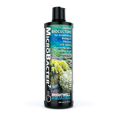 Brightwell Aquatics MicroBacter7 bottle front promotes reliable filtration.