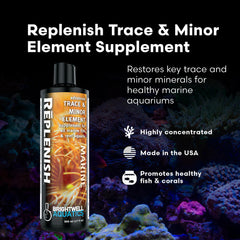 Brightwell Aquatics Rēplenish dosing drops enable precise trace element replenishment.