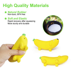 BRMDT squeaky banana dog toy close-up showing durable natural rubber.
