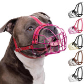 BRONZEDOG Pitbull Muzzle front view pink for secure, humane walks