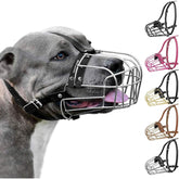 BRONZEDOG Pitbull Muzzle basket with steel construction promoting secure restraint during walks.