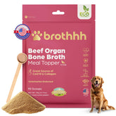 Brothhh Beef Organ Bone Broth Topper pouch seal for easy, mess-free daily nutrition.