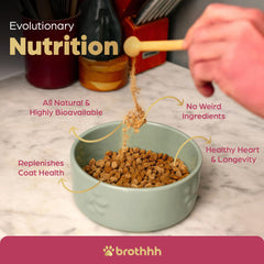 Brothhh Beef Organ Bone Broth Topper USA made seal shows quality and safety.