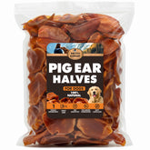 BRUTUS & BARNABY pig ear halves, savory chew for dogs, promotes safe chewing