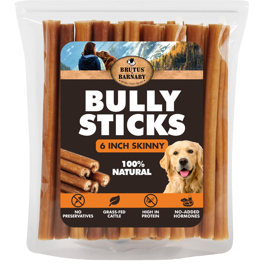 BRUTUS & BARNABY skinny bully stick 6inch pack ready for daily chewing